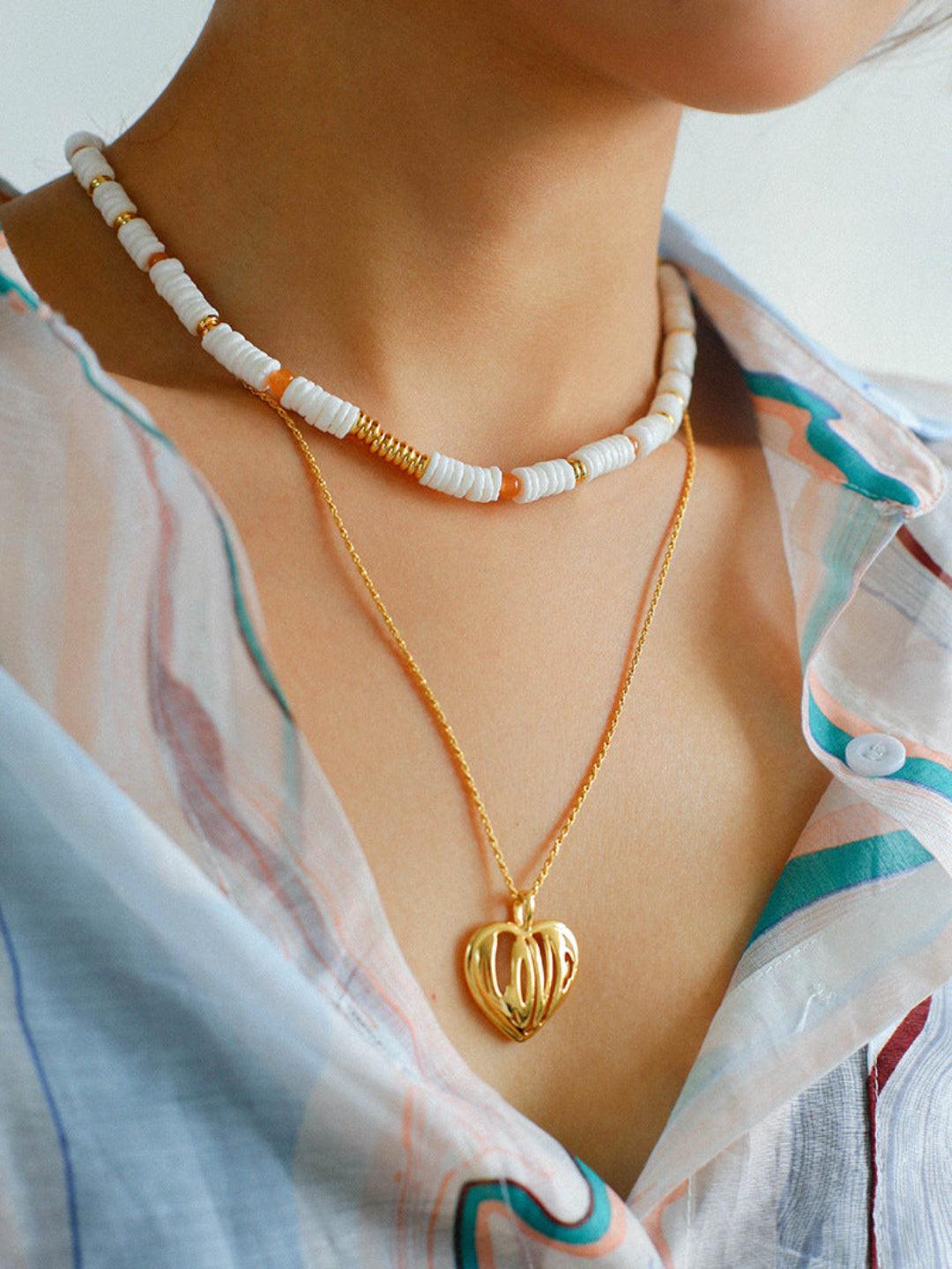 Sea's Embrace Series Stone Shell Necklace - Gembea Jewelry