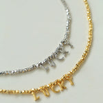 Laser Bead Lucky Letter Necklace-Gembea Jewelry