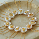 Petal Baroque Pearl 26-Letter Chain Necklace - Gembea Jewelry