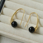 Hand-made Gray Red Black Agate Stone Ear Hooks Earrings - Gembea Jewelry
