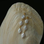 Diamond Baroque Pearl Long Earrings - Gembea Jewelry