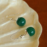 Red and Green Agate Gourd Ear Hook Earrings - Gembea Jewelry