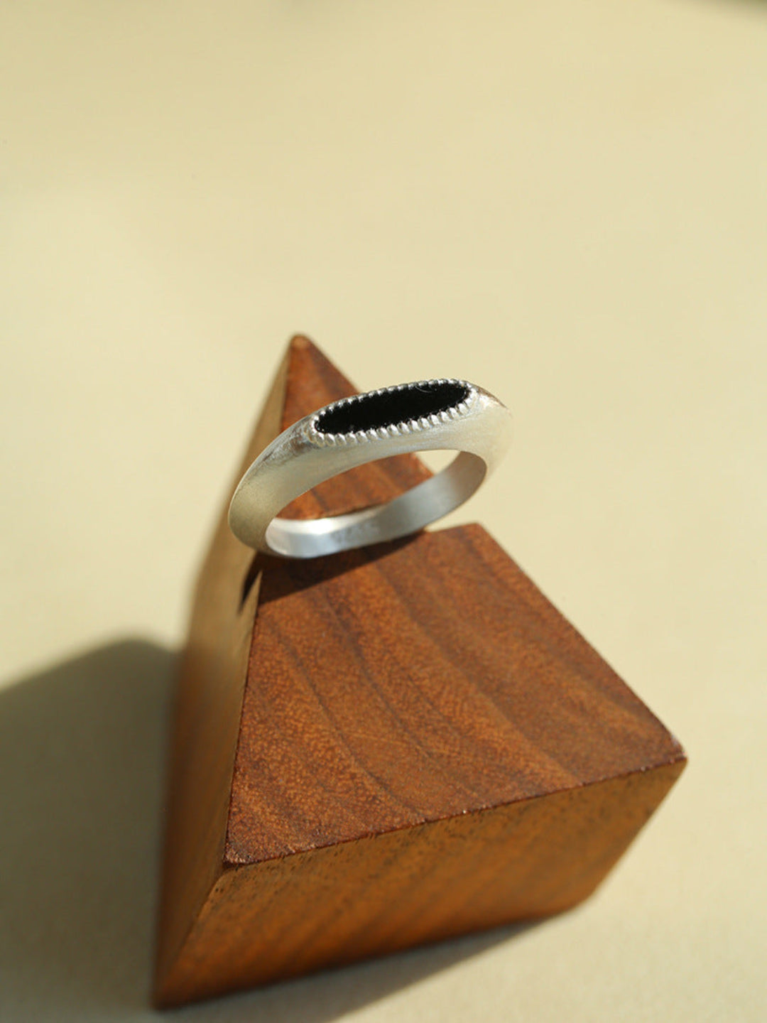 Gembea Jewelry Silver Brushed Oval Natural Stone Ring