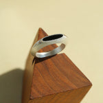 Gembea Jewelry Silver Brushed Oval Natural Stone Ring