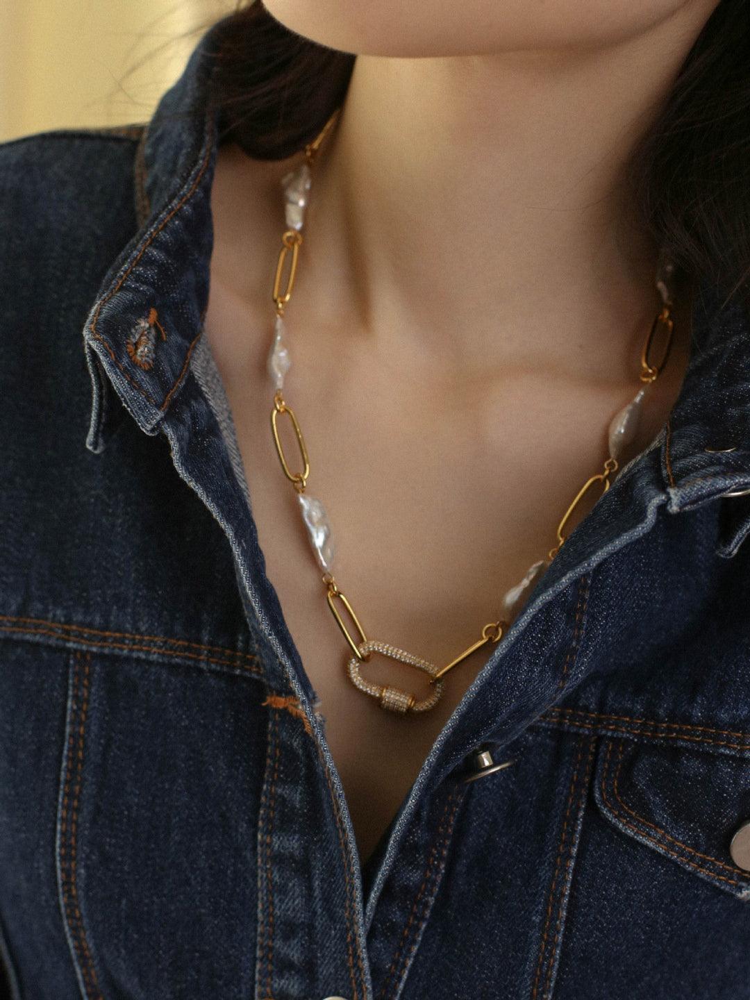 Baroque Pearl Chain Necklace - Gembea Jewelry