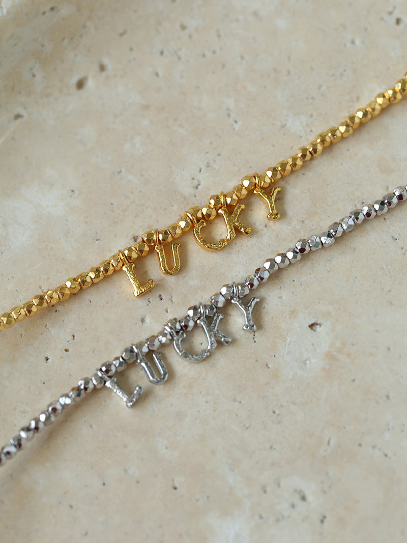 Laser Bead Lucky Letter Bracelet