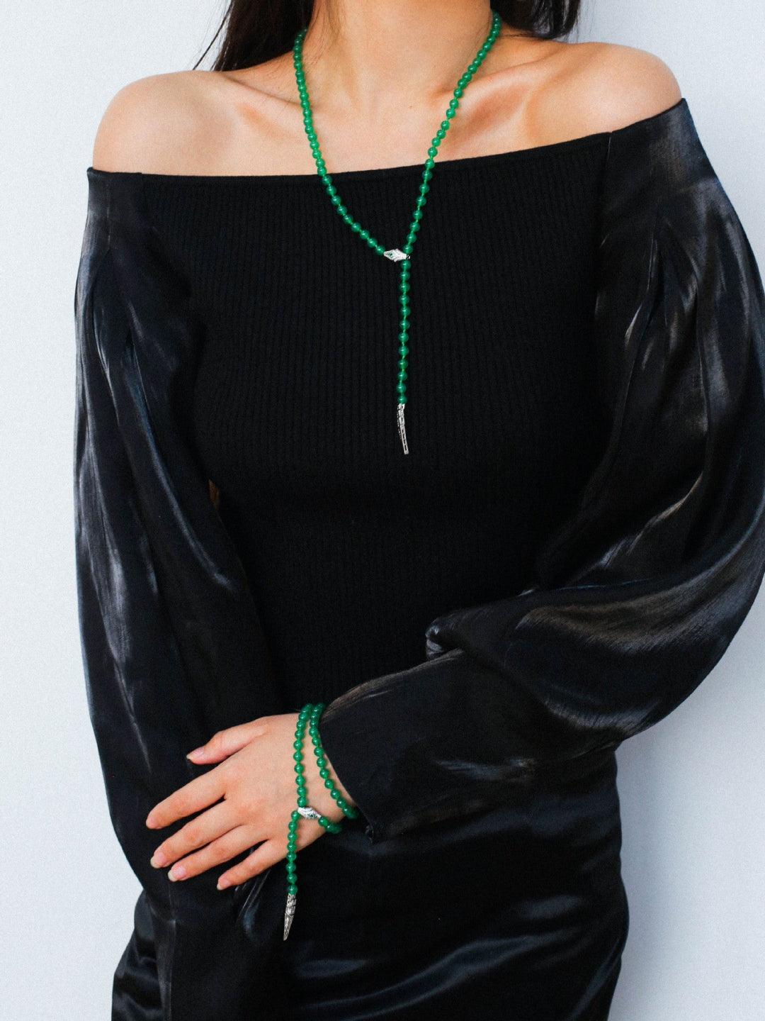 Red and Green Agate Snake Necklace - Gembea Jewelry