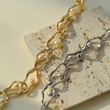 Geometric Twist Artificial Pearl Chain Necklace - Gembea Jewelry