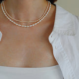 Minimalist Rice Pearl Beaded Necklace-Gembea Jewelry