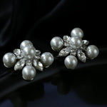 Snow Artificial Pearl Crystal Stud Earrings - Gembea Jewelry