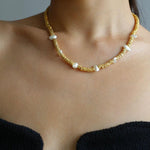 Vintage Gold Bean Irregular Pearl Necklace - Gembea Jewelry