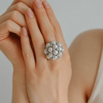 Full Star Flower Artificial Pearl Zircon Ring - Gembea Jewelry