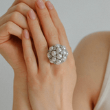 Full Star Flower Artificial Pearl Zircon Ring - Gembea Jewelry
