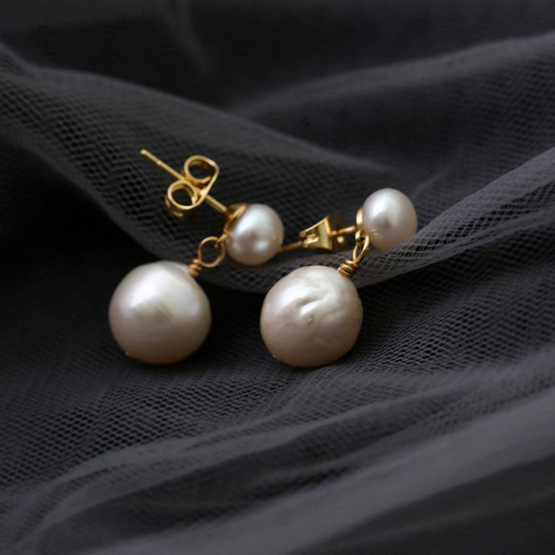 Petite Pearl Drop Studs Earrings - Gembea Jewelry