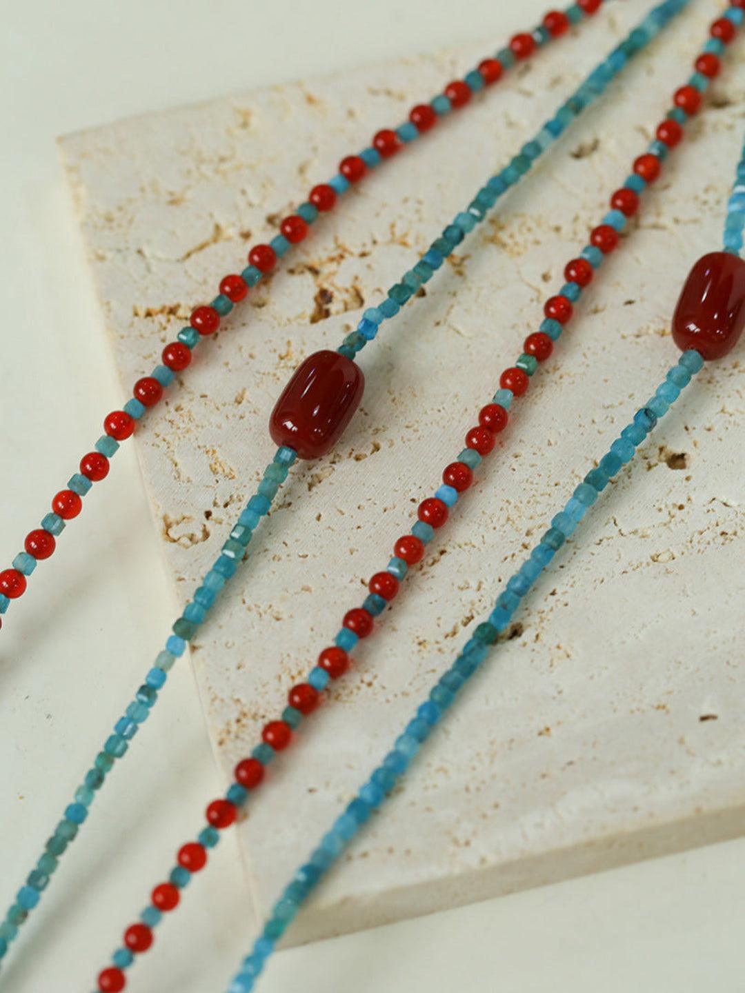 Blue Phosphorus Gray Agate Beaded Necklace - Gembea Jewelry
