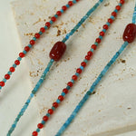 Blue Phosphorus Gray Agate Beaded Necklace - Gembea Jewelry