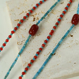 Blue Phosphorus Gray Agate Beaded Necklace - Gembea Jewelry