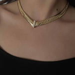 Wide Gold Snake Bone Chain Necklace - Gembea Jewelry