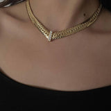 Wide Gold Snake Bone Chain Necklace - Gembea Jewelry