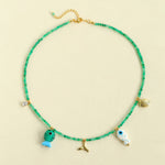 Gembea Jewelry Green Agate Glass Sea Animal Necklace