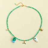 Gembea Jewelry Green Agate Glass Sea Animal Necklace