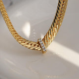 Wide Gold Snake Bone Chain Necklace - Gembea Jewelry