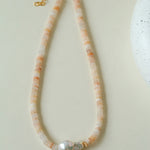 Gembea Jewelry Pink Stone Beaded Baroque Pearl Necklace