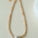 Gembea Jewelry Pink Stone Beaded Baroque Pearl Necklace