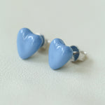 Blue Enamel Heart-shaped Stud Earrings