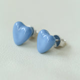 Blue Enamel Heart-shaped Stud Earrings
