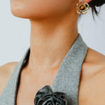 Tiger Eye Gemstone Camellia Earrings - Gembea Jewelry