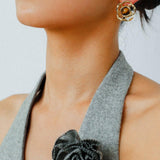 Tiger Eye Gemstone Camellia Earrings - Gembea Jewelry