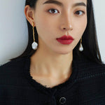 Long Tree Branch Baroque Drop Earrings - Gembea Jewelry