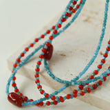 Blue Phosphorus Gray Agate Beaded Necklace - Gembea Jewelry
