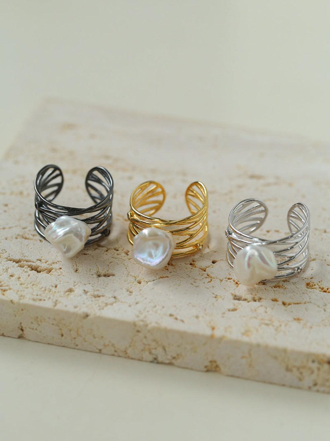 Multilayer Sterling Silver Pearl Ring - Gembea Jewelry