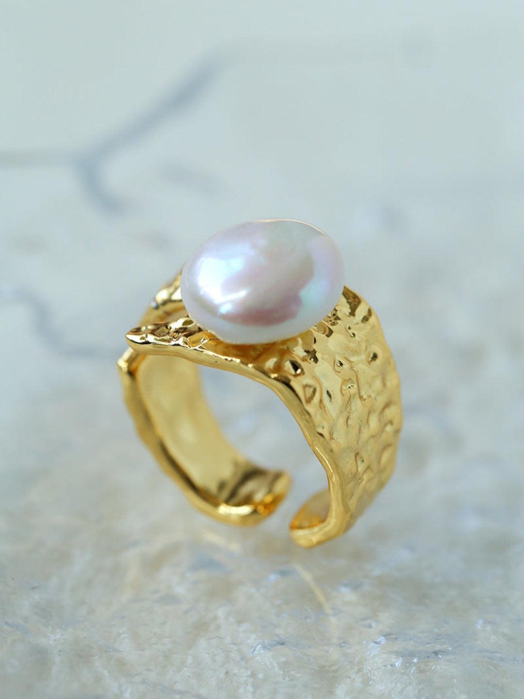 Button Shaped Baroque Pearl Ring - Gembea Jewelry