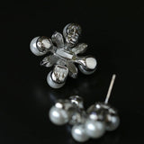 Snow Artificial Pearl Crystal Stud Earrings - Gembea Jewelry