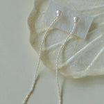 Long Rice Pearl Drop Earrings - Gembea Jewelry