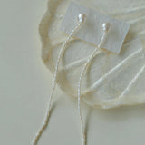 Long Rice Pearl Drop Earrings - Gembea Jewelry