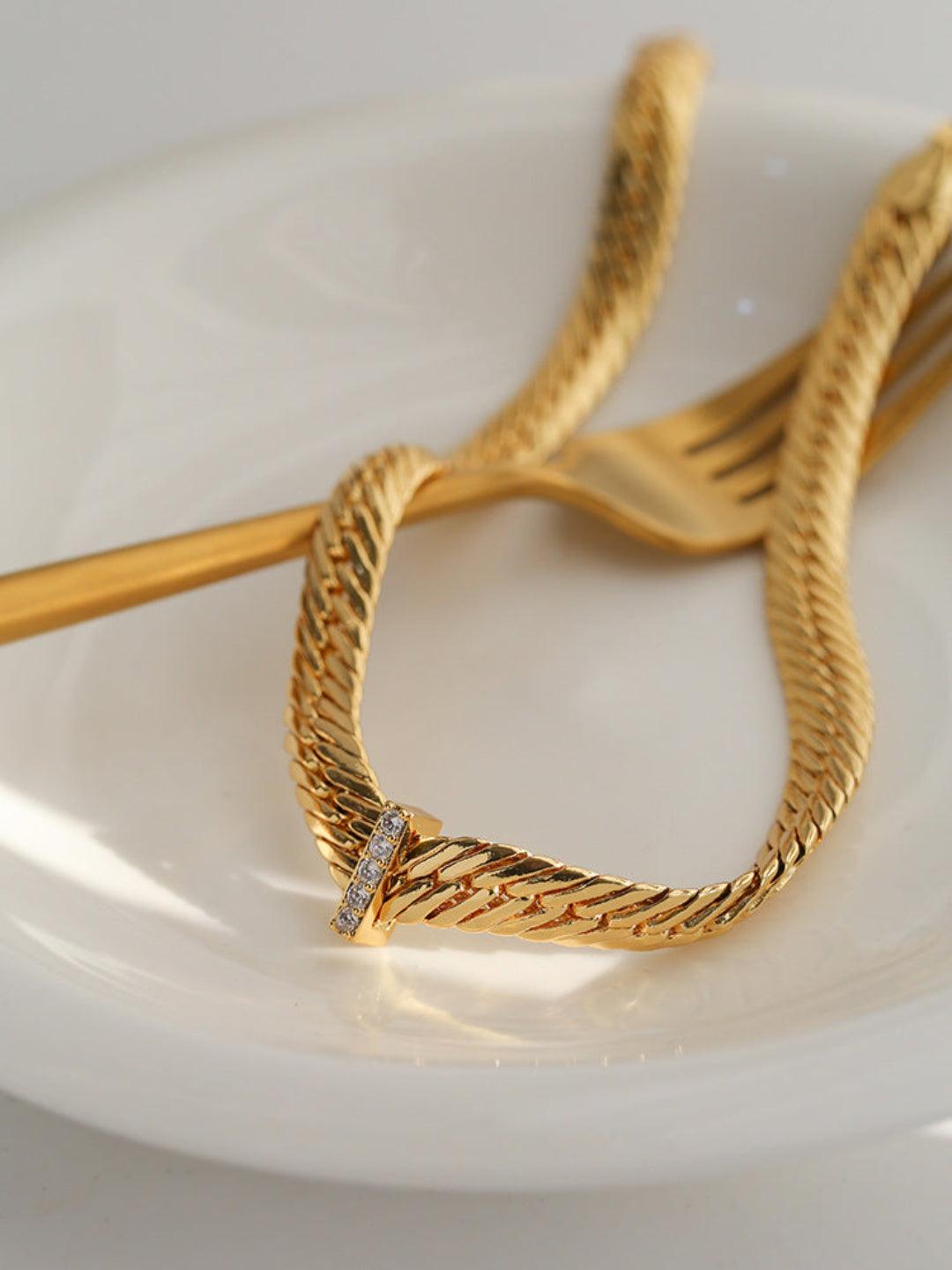 Wide Gold Snake Bone Chain Necklace - Gembea Jewelry