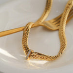 Wide Gold Snake Bone Chain Necklace - Gembea Jewelry