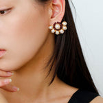 Natural Freshwater Pearl Garnet Stone Earrings - Gembea Jewelry