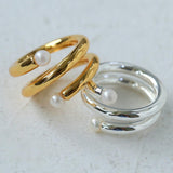 Multi-layer Spiral Pearl Open Ring - Gembea Jewelry