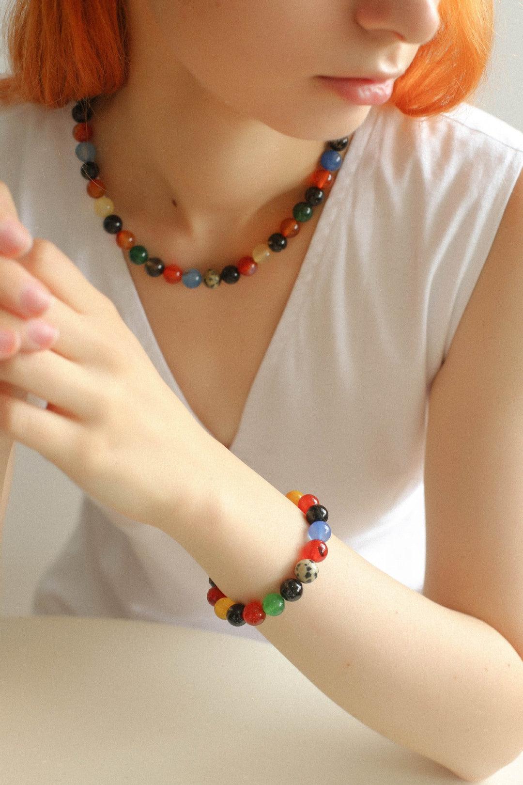 Spring Heartbeat Colored Stone Beaded Bracelet - Gembea Jewelry