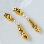 Geometric Irregular Metal Pearl Earrings - Gembea Jewelry