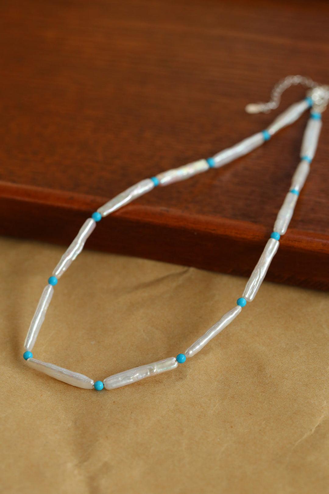 Spring Heartbeat Toothpick Pearl Necklace - Gembea Jewelry