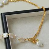 Natural Freshwater Square Pearl Chain Necklace - Gembea Jewelry