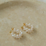 Hand-woven Freshwater Pearl Hoop Earring - Gembea Jewelry