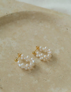 Hand-woven Freshwater Pearl Hoop Earring - Gembea Jewelry