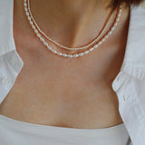 Minimalist Rice Pearl Beaded Necklace-Gembea Jewelry